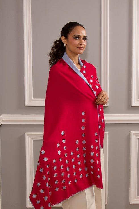 Reversible Twist | Embroidered Wool Silk Stole