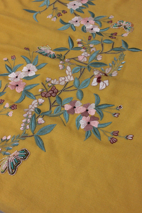 A Garden Diary | Embroidered Fine Merino Wool Stole