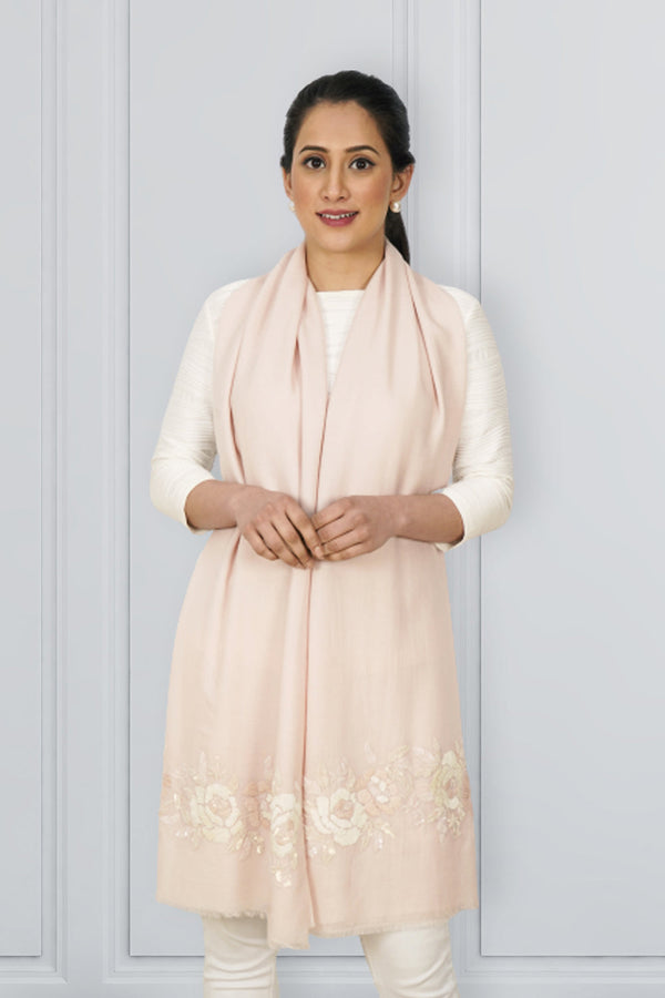 Imperial Rose Wool Silk Stole