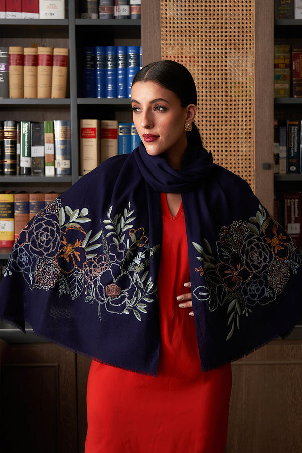 Floral Bouquet Fine Merino Wool Stole