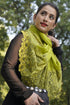 Floral Inset | Embroidered Fine Merino Wool Stole