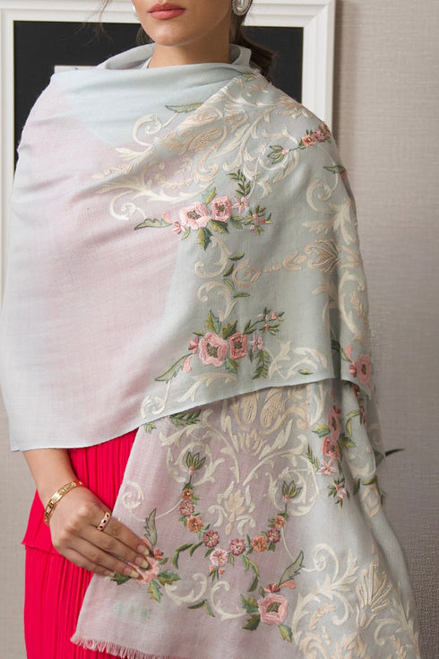 Victorian Love | Embroidered Wool Silk Stole
