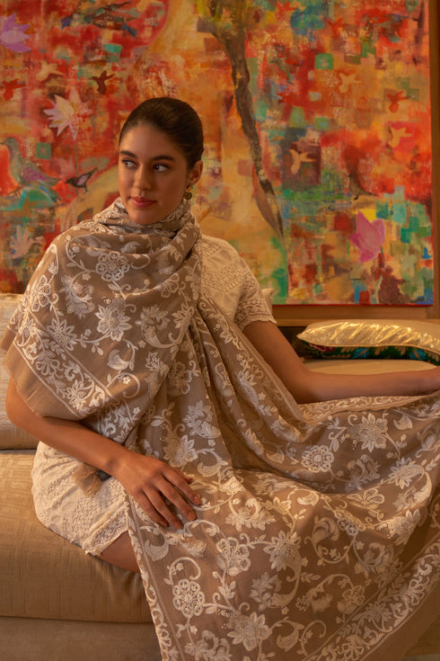 Amaranthine | Embroidered Pure Cashmere Shawl