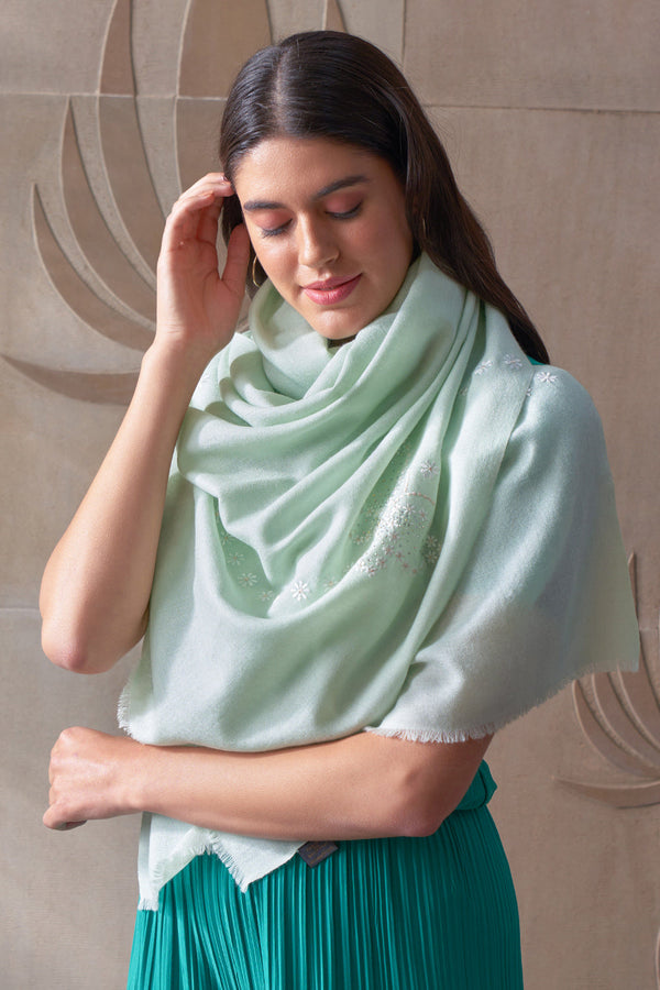 Daisies & Butterflies Wool Silk Stole