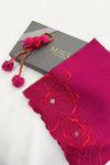 Magnolia Bloom | Embroidered Wool Silk Stole with Handmade Rakhi