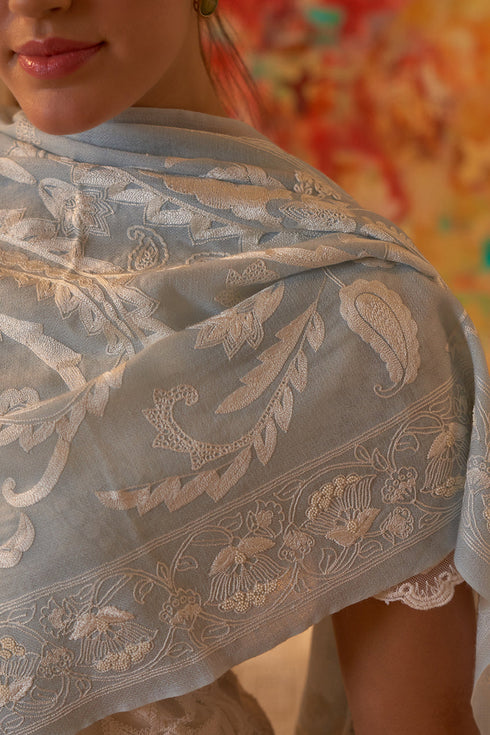 Mystic Valley LT | Embroidered Pure Cashmere Stole
