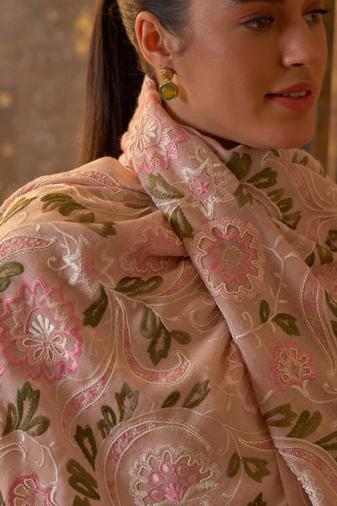 Victoria Floral | Embroidered Pure Cashmere Stole