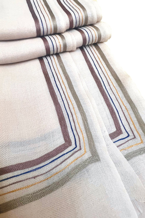 Buy Embroidered Fine Wool Silk Stole