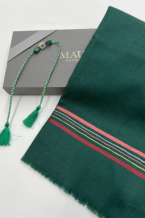 The Capitalist | Embroidered Fine Wool Silk Stole with Handcrafted Rakhi