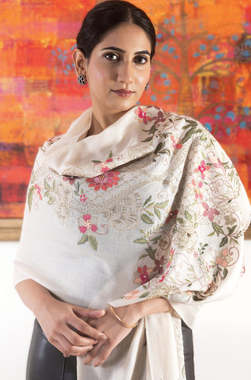 The Persian Story | Embroidered Wool Silk Stole