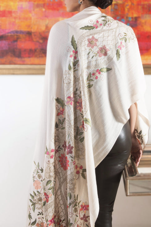 The Persian Story | Embroidered Wool Silk Stole