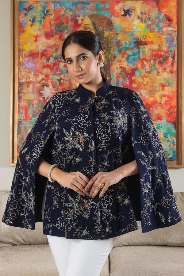 Peony Embroidered Cape