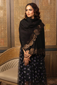 Moonlit Bloom | Embroidered Wool Silk Stole