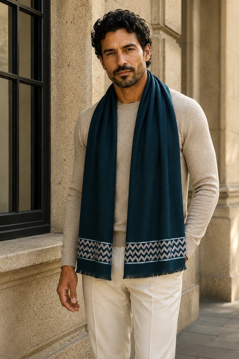 The Insignia Edge| Embroidered Fine Wool Silk Stole