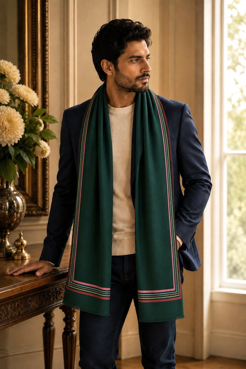 The Capitalist | Embroidered Fine Wool Silk Stole