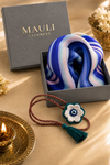Midnight Riviera | Pure Silk Pocket Square with a Handmade Rakhi