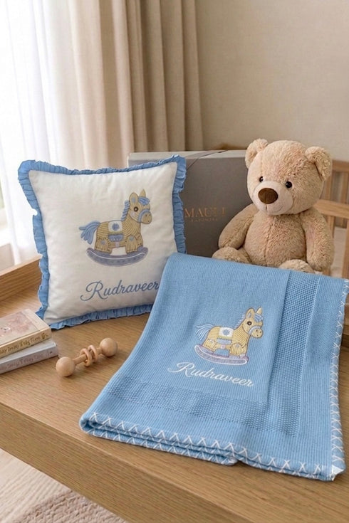 Baby Rio can't stop Rocking | Personalized Baby Blanket & Cushion