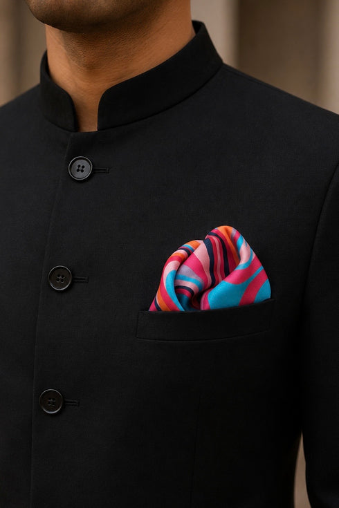 The Abstract | Pure Silk Pocket Square with a Handmade Rakhi