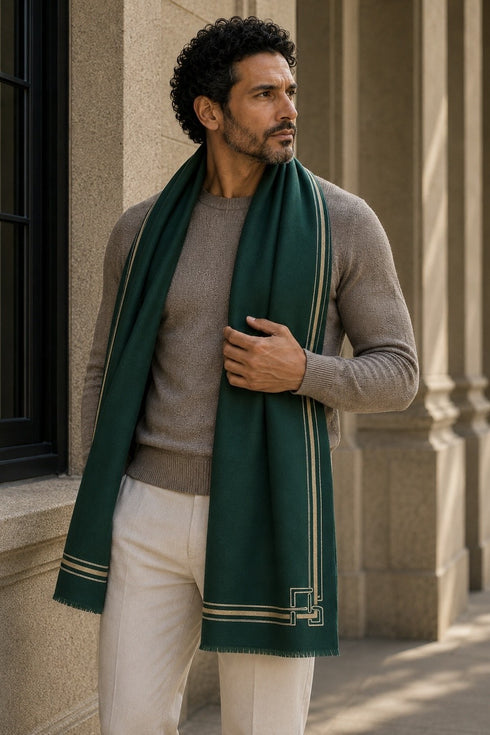 The Architect | Embroidered Fine Wool Silk Stole
