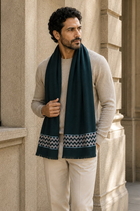 The Insignia Edge| Embroidered Fine Wool Silk Stole