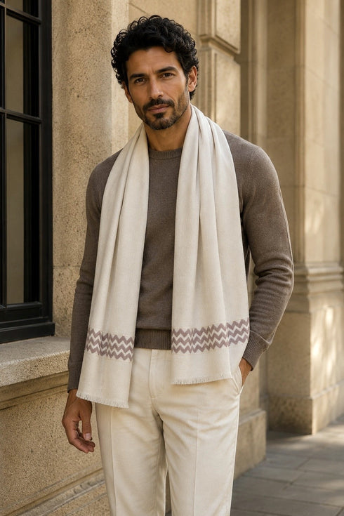 The Insignia Edge| Embroidered Fine Wool Silk Stole
