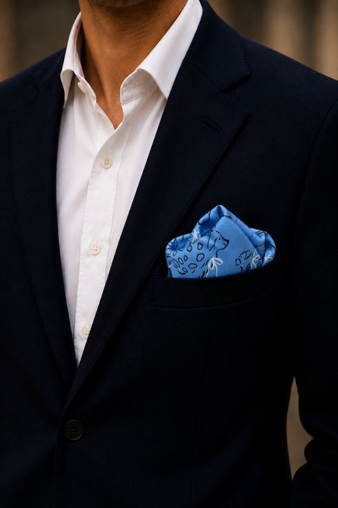 Club Canine | Pure Silk Pocket Square with a Handmade Rakhi