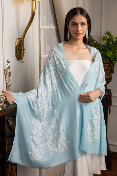 Victoria | Embroidered Wool Silk Stole