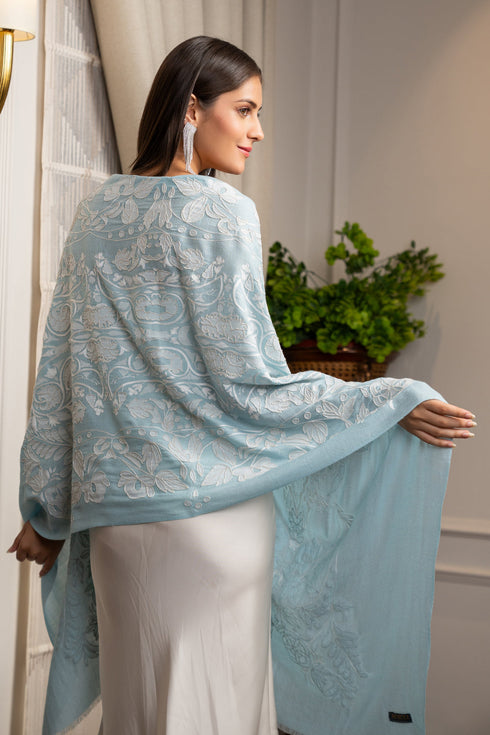 Victoria | Embroidered Wool Silk Stole