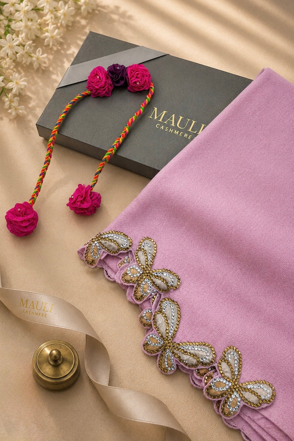 Shimmer Wings | Embroidered Stole with Handcrafted Lumba Rakhi