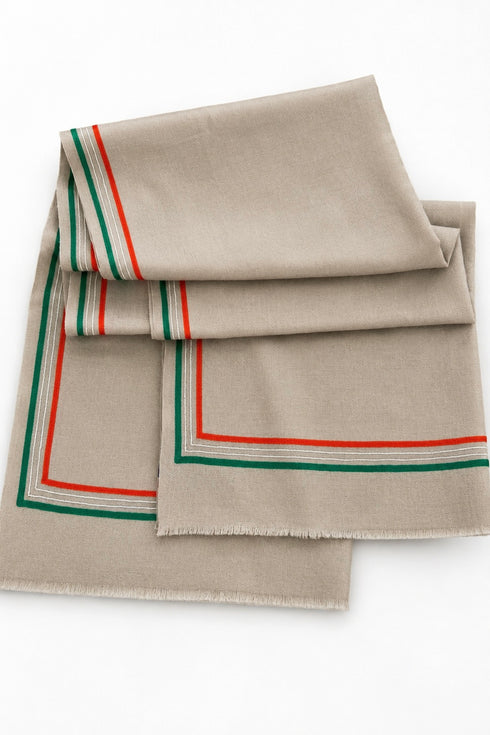The Swadesh Stole | Embroidered Fine Wool Silk Tricolor Stole
