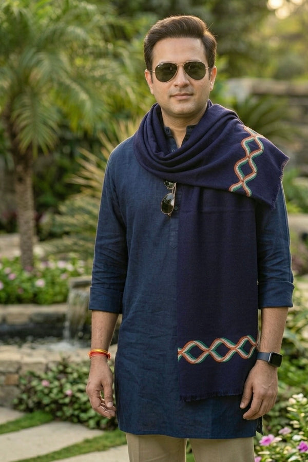 The Unity Stole | Embroidered Fine Wool Silk Tricolor Stole