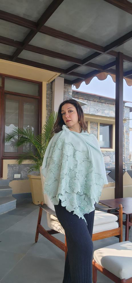 A Rose Dream | Embroidered Wool Silk Stole